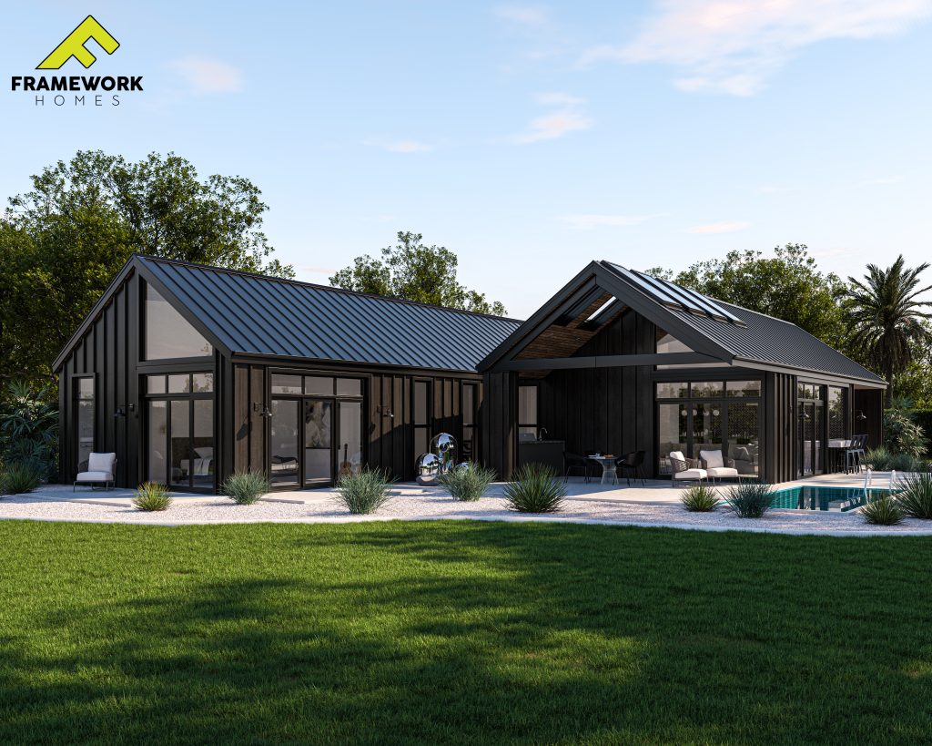 Digital render of a large family home